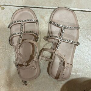 Zara embellished sandals in nude size 29